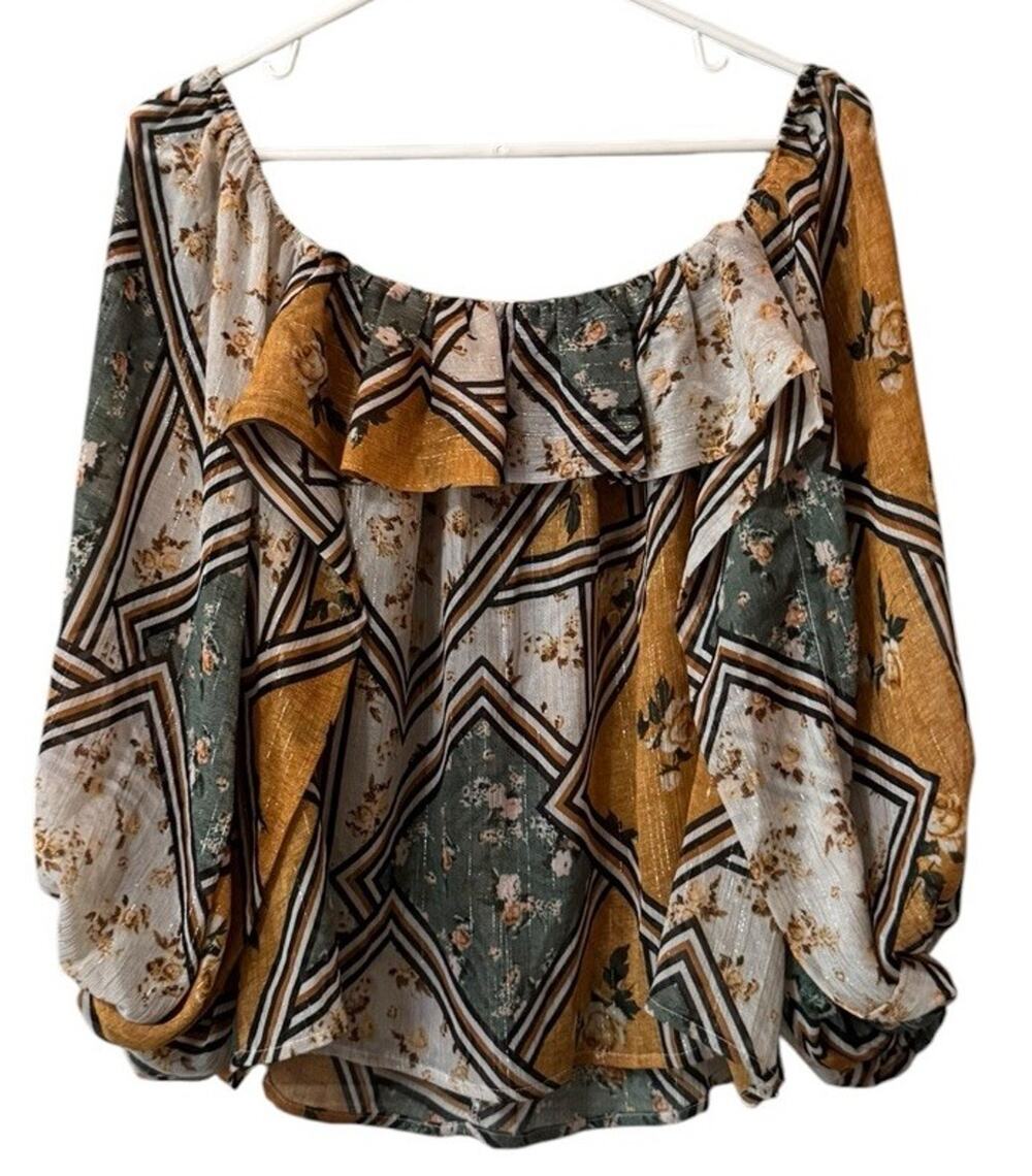 Lovestitch Women Size Small Tiered Lightweight Blouse Hippie Bohemian Western